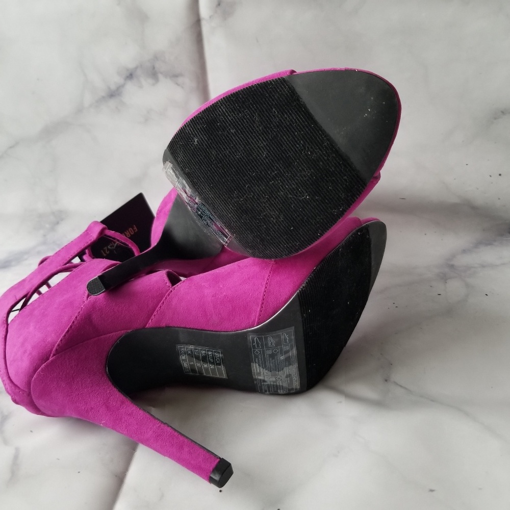 Forever 21 Strappy Fuchsia Lace-Up Heels Sz 7 - Picture 5 of 6